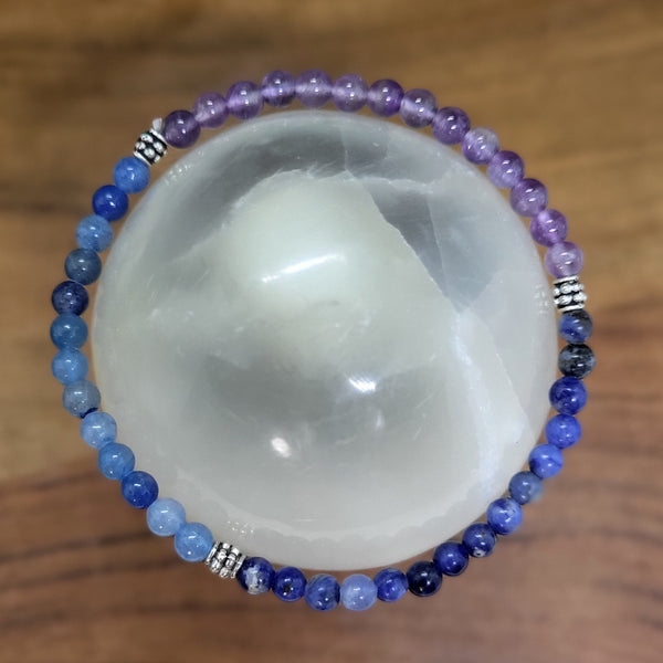 Anxiety Relief Elastic Bracelet - Amethyst, Blue Aventurine, & Sodalite