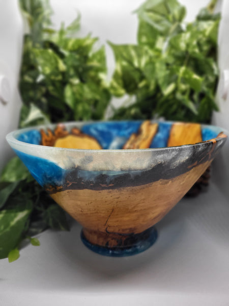 Pussy Willow Blue Resin Bowl by Ronald Bemmann