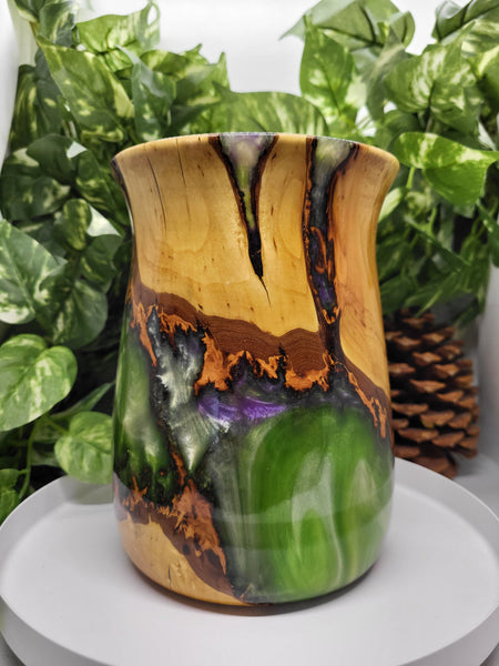 Pussy Willow Green & Purple Vase by Ronald Bemmann