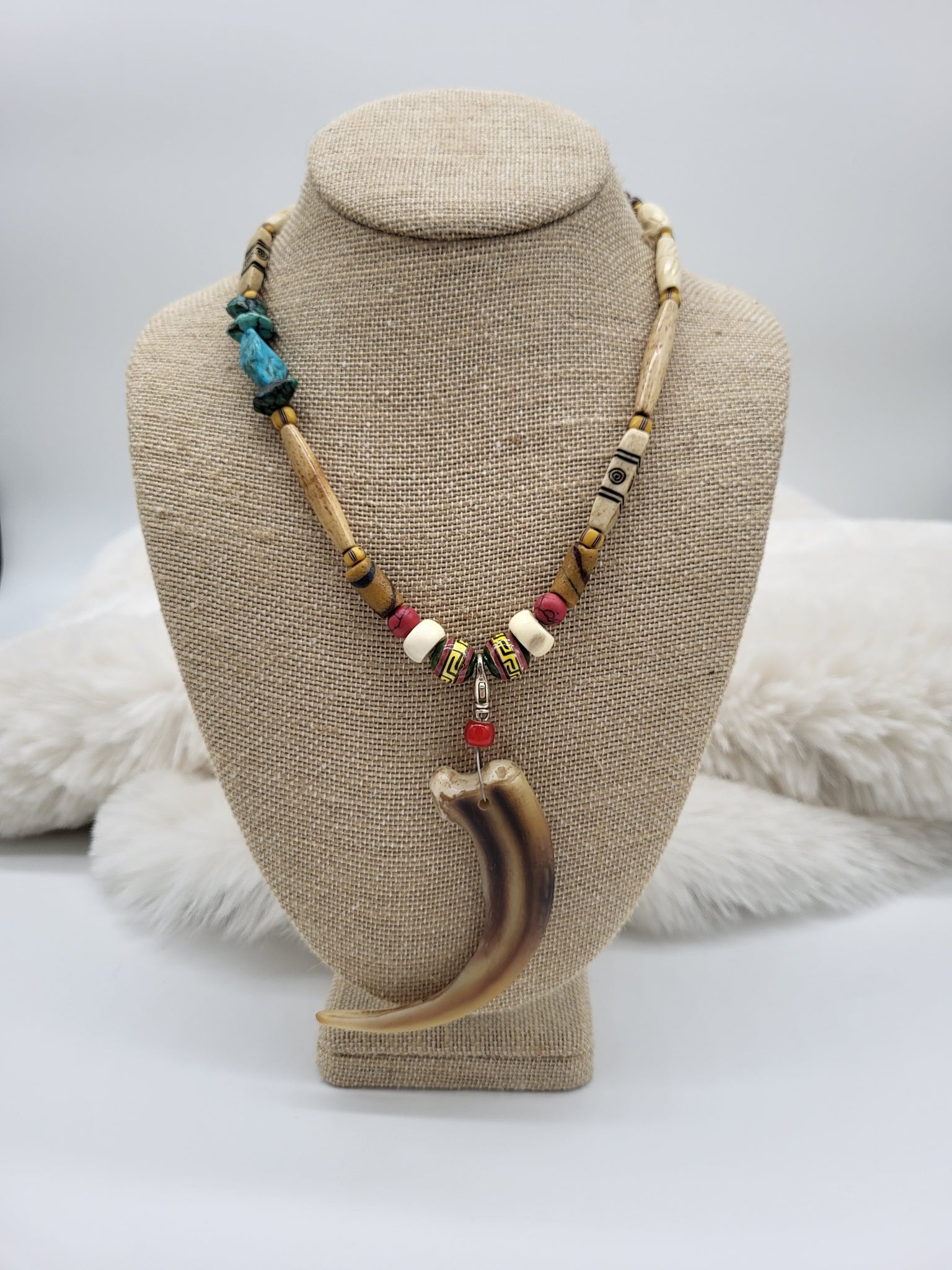 Eagle Talon Pendant & Beaded 18" Necklace - Marcia Nickols