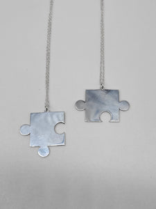 Sterling Silver Puzzle Piece Necklace 2 Piece Set