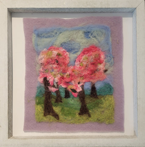 “Cherry Trees" - 12 x 12 Original Felt Painting by Nicole Herbstn