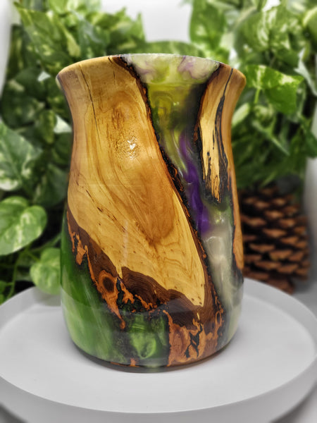 Pussy Willow Green & Purple Vase by Ronald Bemmann