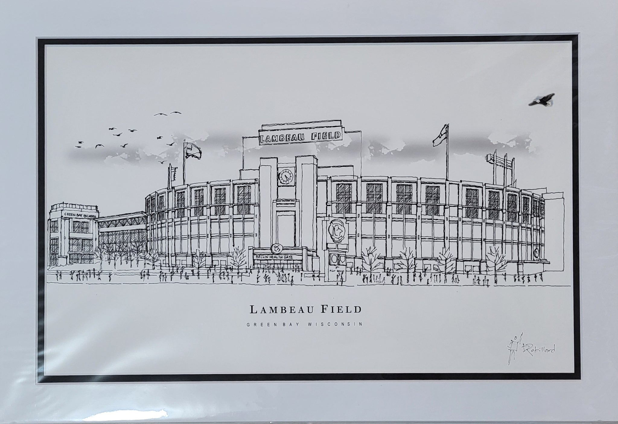 “Lambeau Field” - Printed Sketch (13x19”) by David Robillard #53