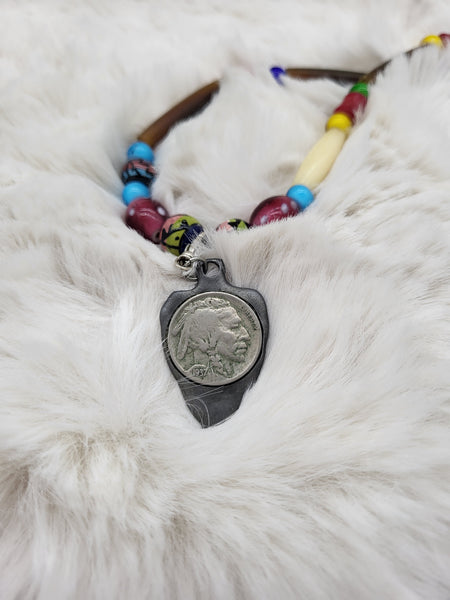 Sterling Arrowhead Pendant & Beaded 18" Necklace - Marcia Nickols