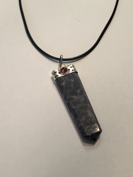 larvikite and garnet necklace
