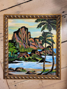 Niu Kahakai (Coconut Coast) - Framed Original Acrylic by Christina Healy