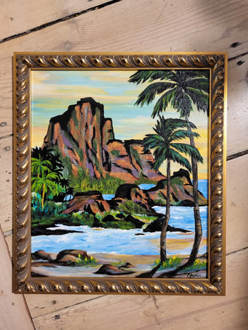 Niu Kahakai (Coconut Coast) - Framed Original Acrylic by Christina Healy