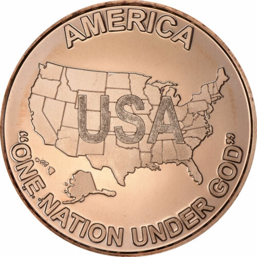 Unites States Design 1 oz Pure .999 Copper Round Bullion Coin in Capsule