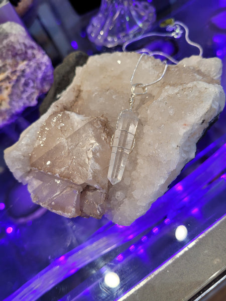 Polished Wire Wrapped Crystal Pendant