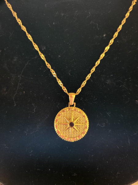 Gold Plated Moral Compass Necklace - Ellison + Young