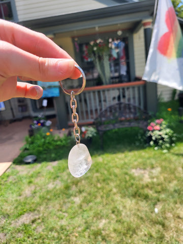 Polished Clear Quartz Keychain