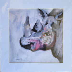 “Wino Rhino” - Ernest Beutel Matted Print 8x8
