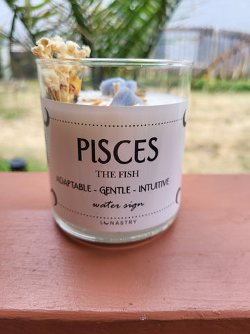 Lunastry Soy Wax & Crystal Candles - Pisces