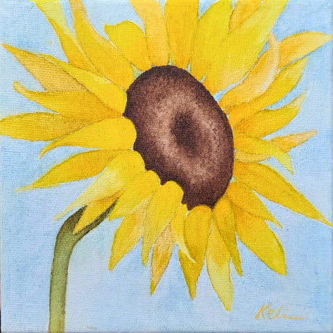 "Mini Sunflowers" - 6x6 Original Watercolor on Canvas by Keli Groenfeldt