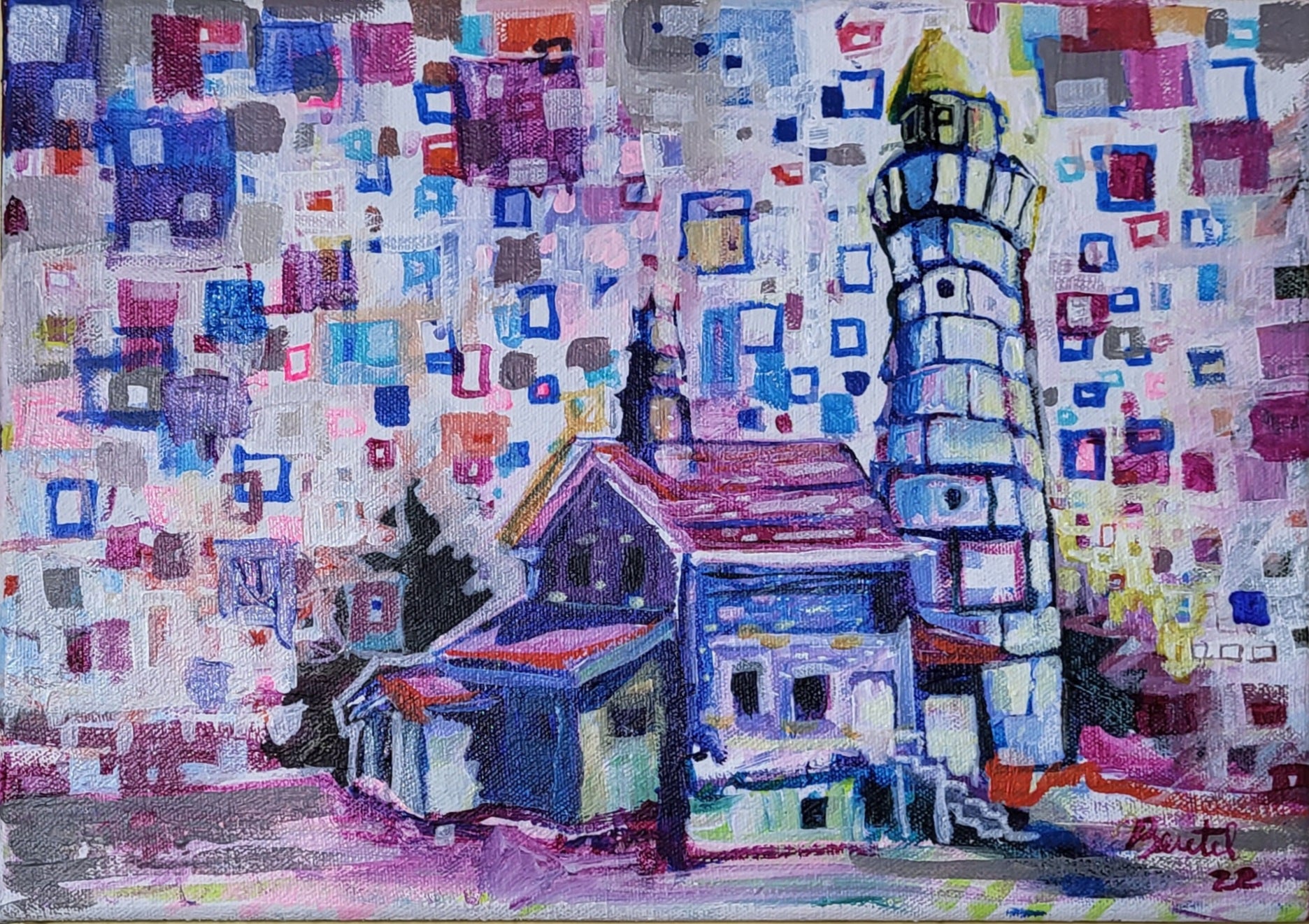 “Electric Island Lighthouse” - Ernest Beutel Original Acrylic on Canvas