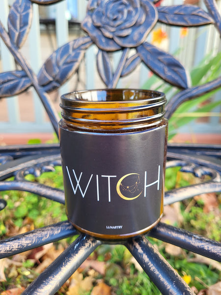 Lunastry Soy Wax & Crystal Candles - Witch Themed With Lid