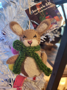 Felt Animal Christmas Ornament - Bunny