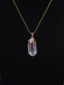 Gold Plated Clear Quartz Point Necklace