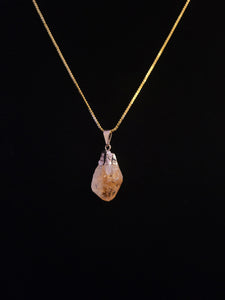 Gold Plated Rough Citrine Necklace