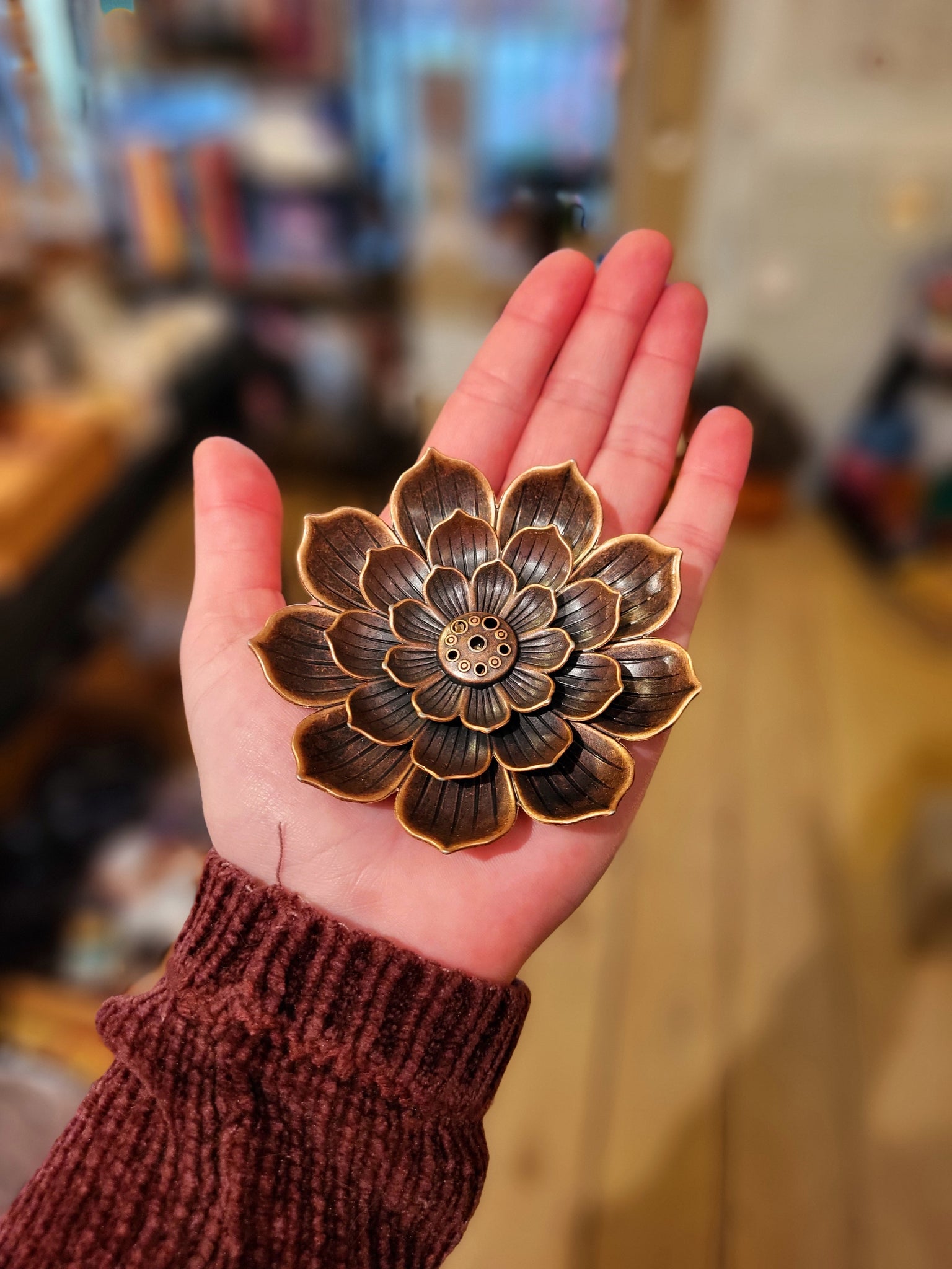 Copper 3D Lotus Flower Incense Burner