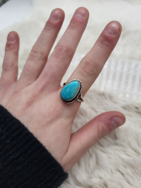 Double Banded Navajo Turquoise Sterling Silver Rings