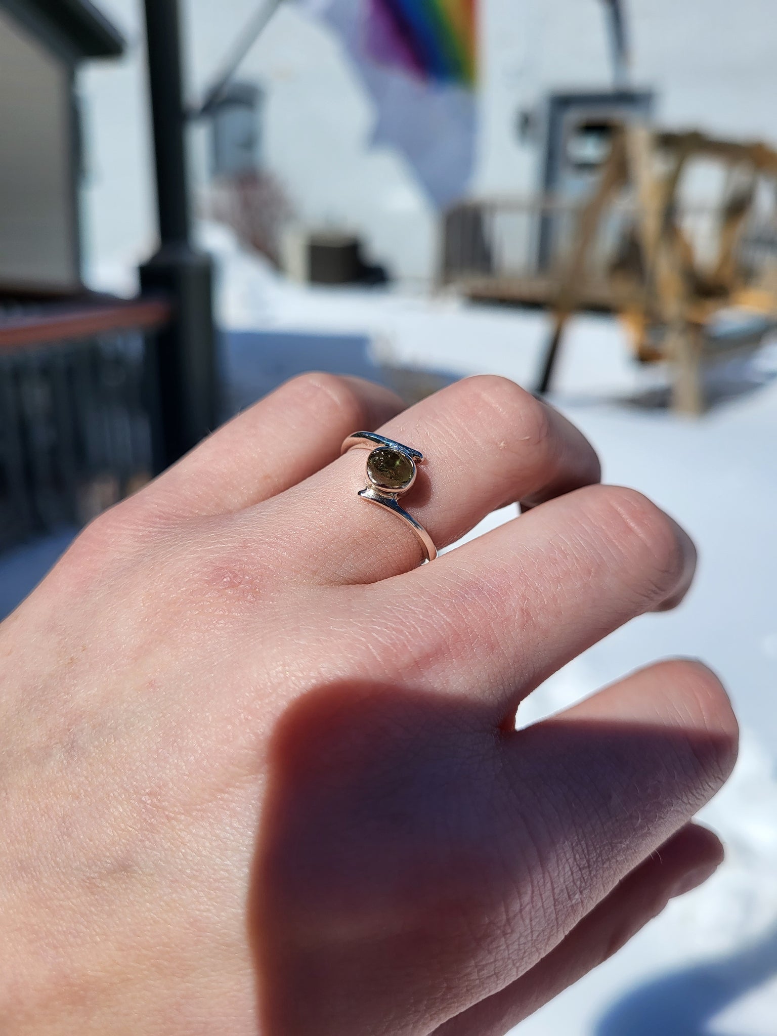 Moldavite Sterling Silver Ring