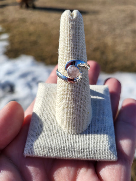 Sterling Silver Rose Quartz Swirl Ring