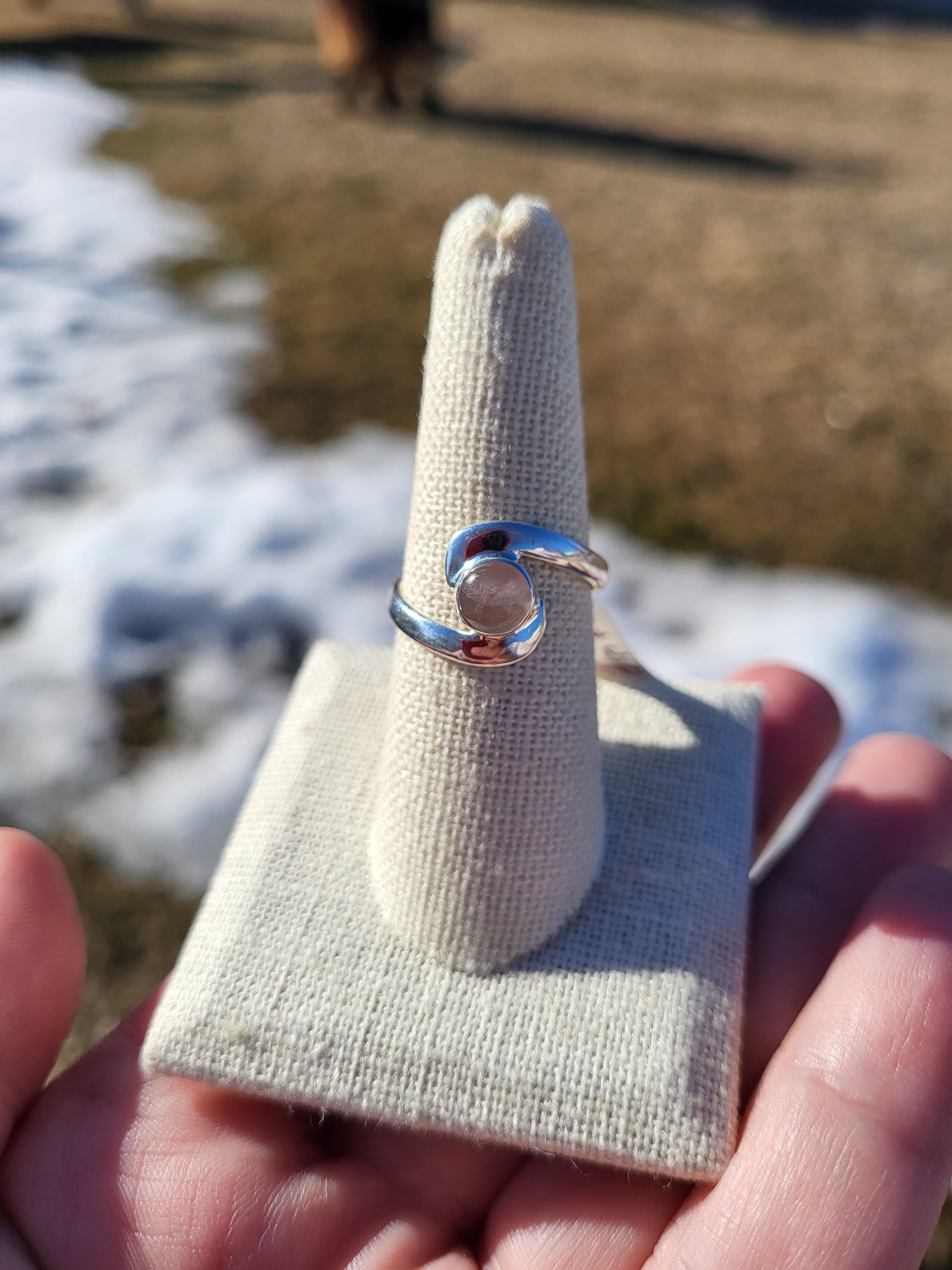 Sterling Silver Rose Quartz Swirl Ring