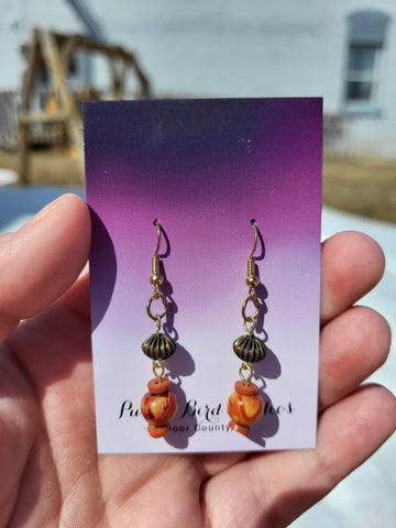 Recycled Red & Orange Wood Earrings  by Nikkie Howard
