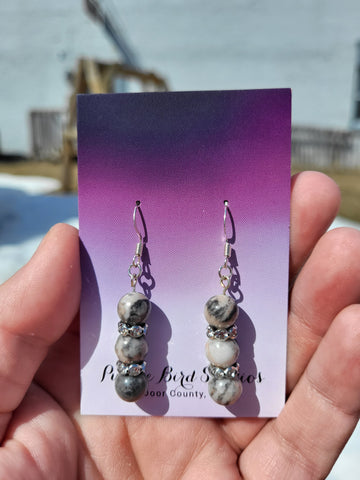 Grey 3- Stone Dangle Earrings  by Nikkie Howard