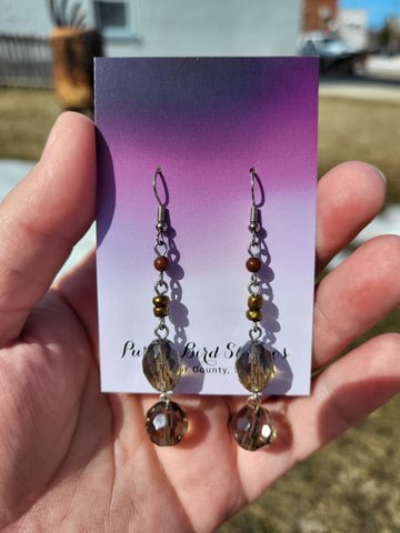 Recycled Grey Glass Bead Drop Earrings by Nikkie Howard
