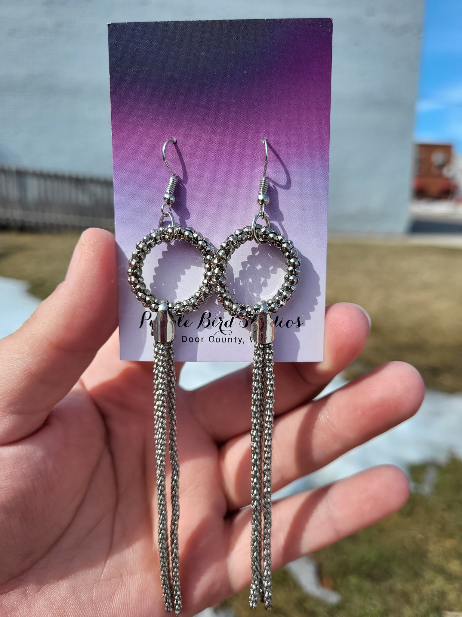 Recycled Metal Silver Tassel Earrings by Nikkie Howard