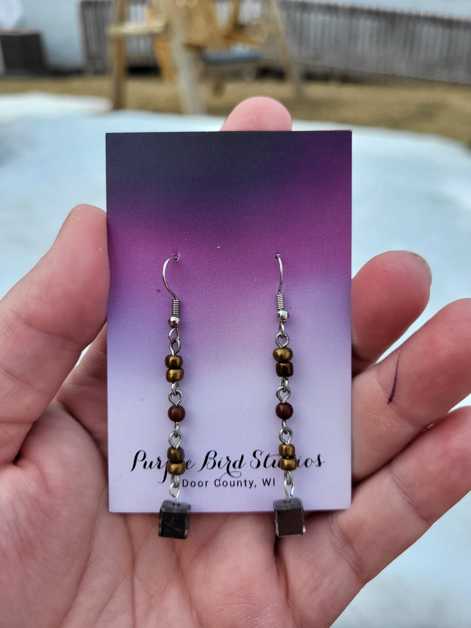 Recycled Glass Square Bead Earrings by Nikkie Howard