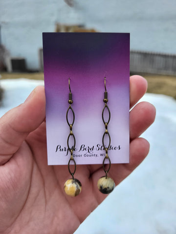 Recycled Metal Chain & Glass Bead Drop Earrings by Nikkie Howard