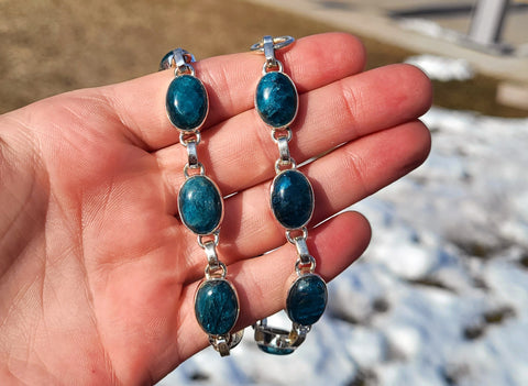 Blue Apatite Sterling Silver Bracelets