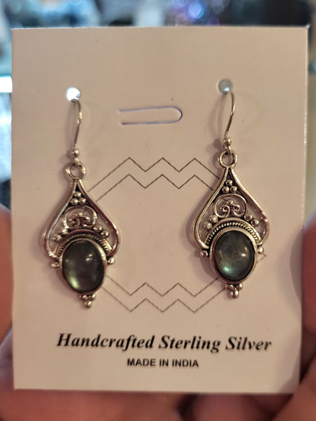 Labradorite Sterling Silver Hook Earrings