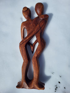 Lovers wooden sculpture