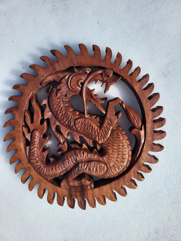 Wooden Dragon Gear Sculpture