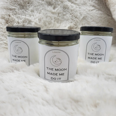 Lunastry Soy Wax & Crystal Candles- The Moon Made Me Do It With Lid