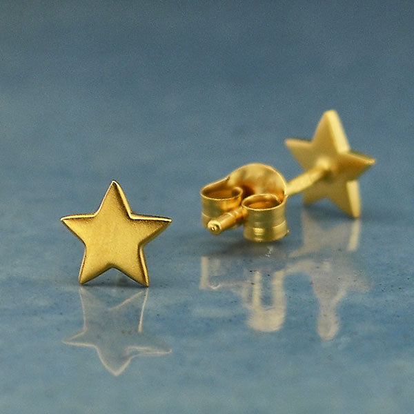 Gold Earrings - Star Post Earrings with 24k Gold Plate