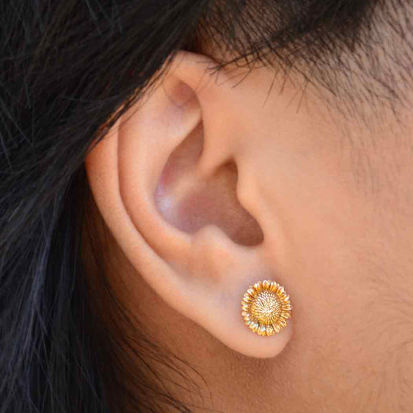Bronze Sunflower Post Earrings