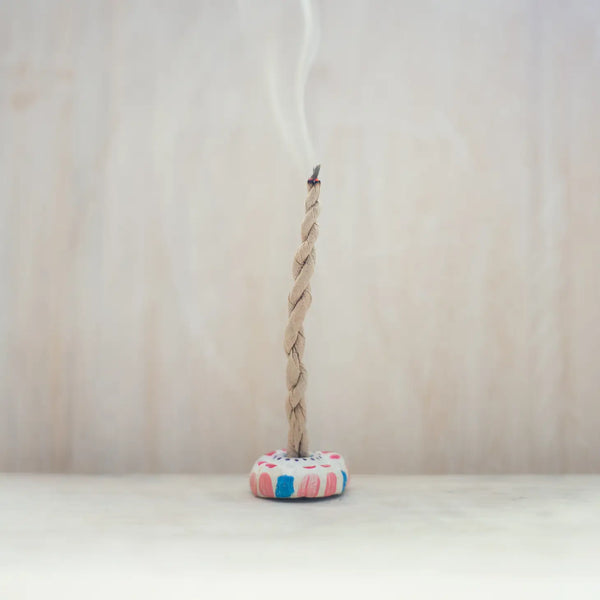 Tibetan Rope Incense + Hand-Painted Burner