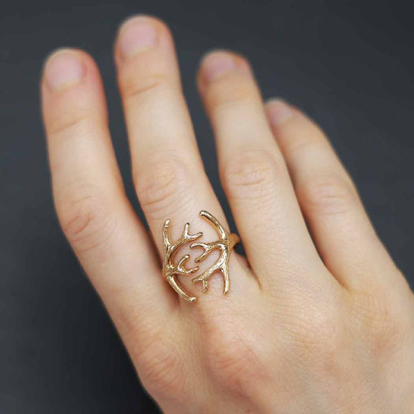 Bronze Adjustable Antler Ring