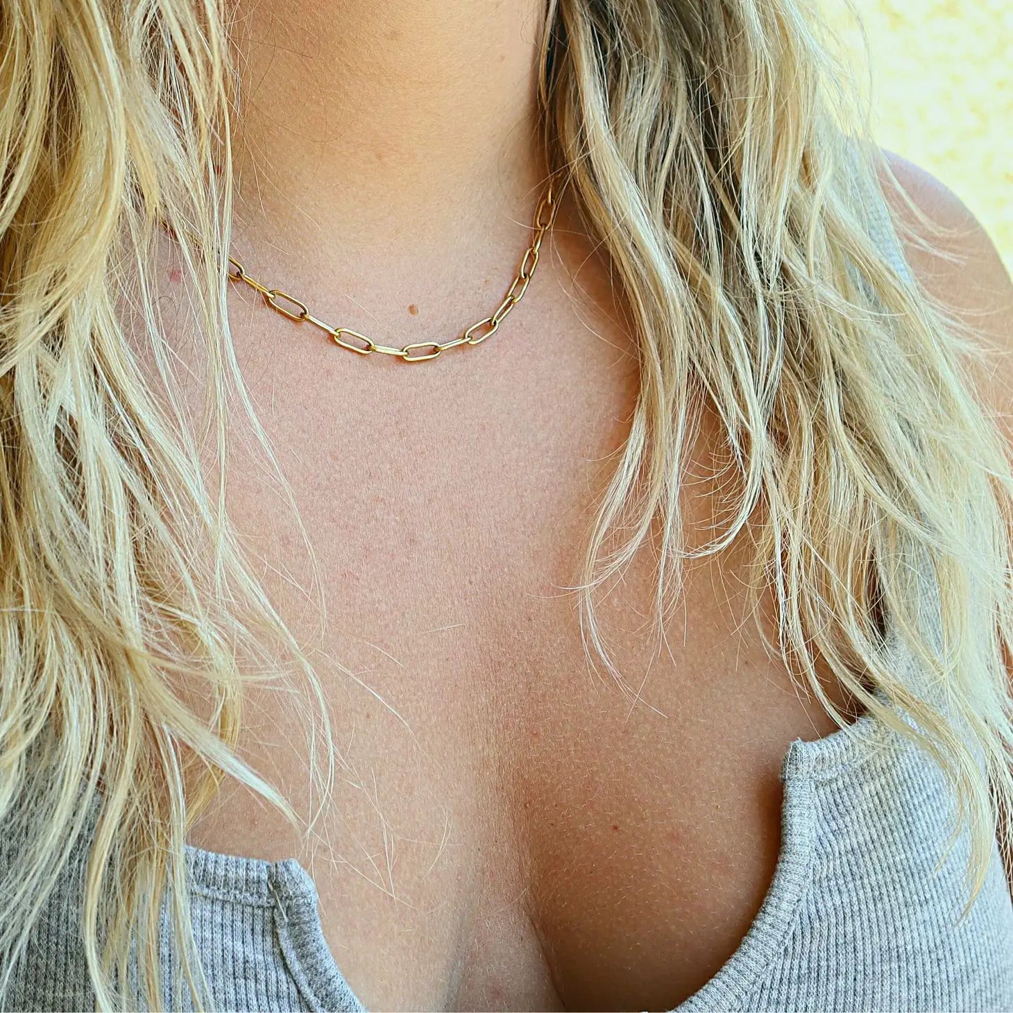 Gold Plated Paperclip Layering Necklace