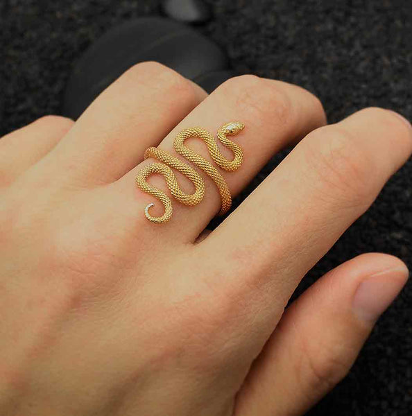 Bronze Textured Snake Adjustable Ring