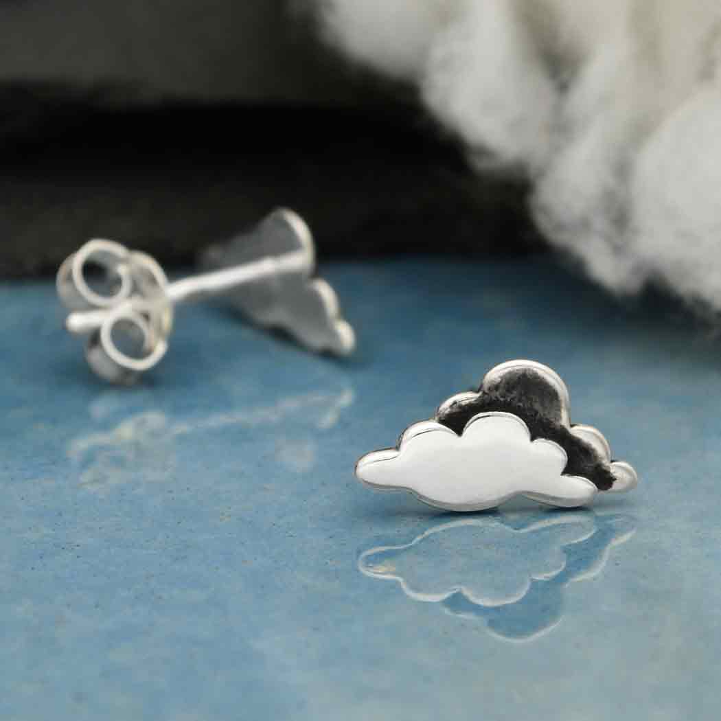 Sterling Silver Layered Cloud Post Earrings