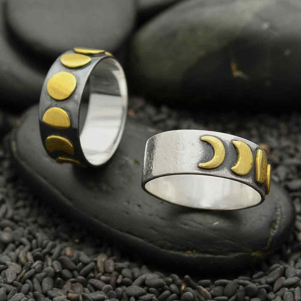 Sterling Silver with Bronze Moon Phases Ring