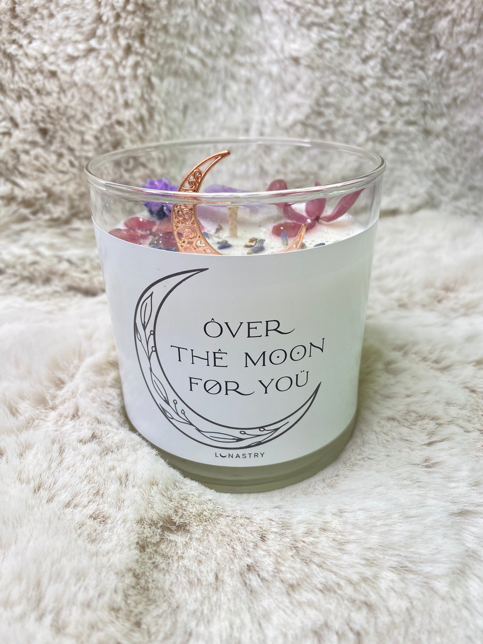 Lunastry Soy Wax & Crystal Candles - Over The Moon For You