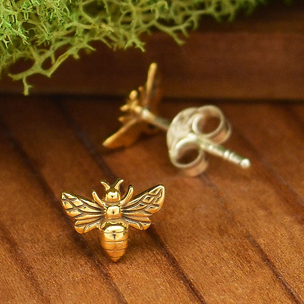 Bronze Bee Post Earrings